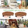 Wooden Base Plant Stand Holder Round/Square Rolling Wheeled Pot Trays Flower Pot Rack Tray  Garden