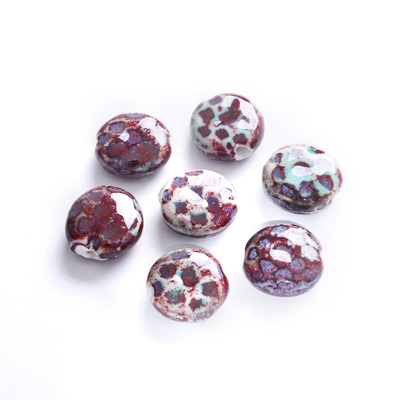 

5 шт. 19 мм фарфоровые бусины с цветочной глазурью, сплюснутые круглые керамические бусины для изготовления ювелирных изделий, сделай сам, подвески, браслет, ожерелье, ремесла