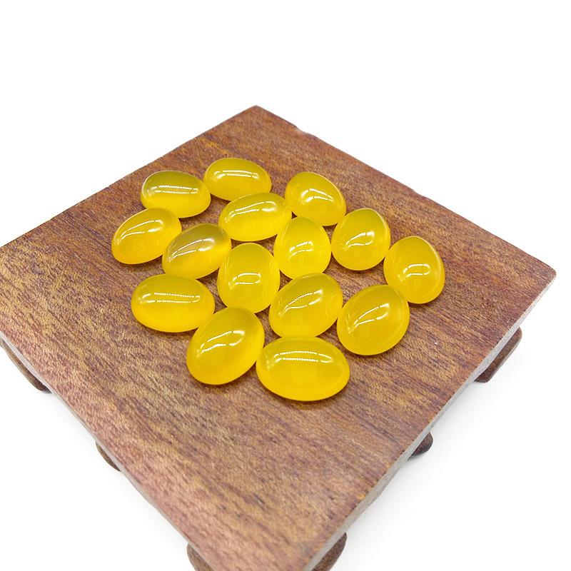 Egg-Shaped Yellow Agate Chalcedony Ring