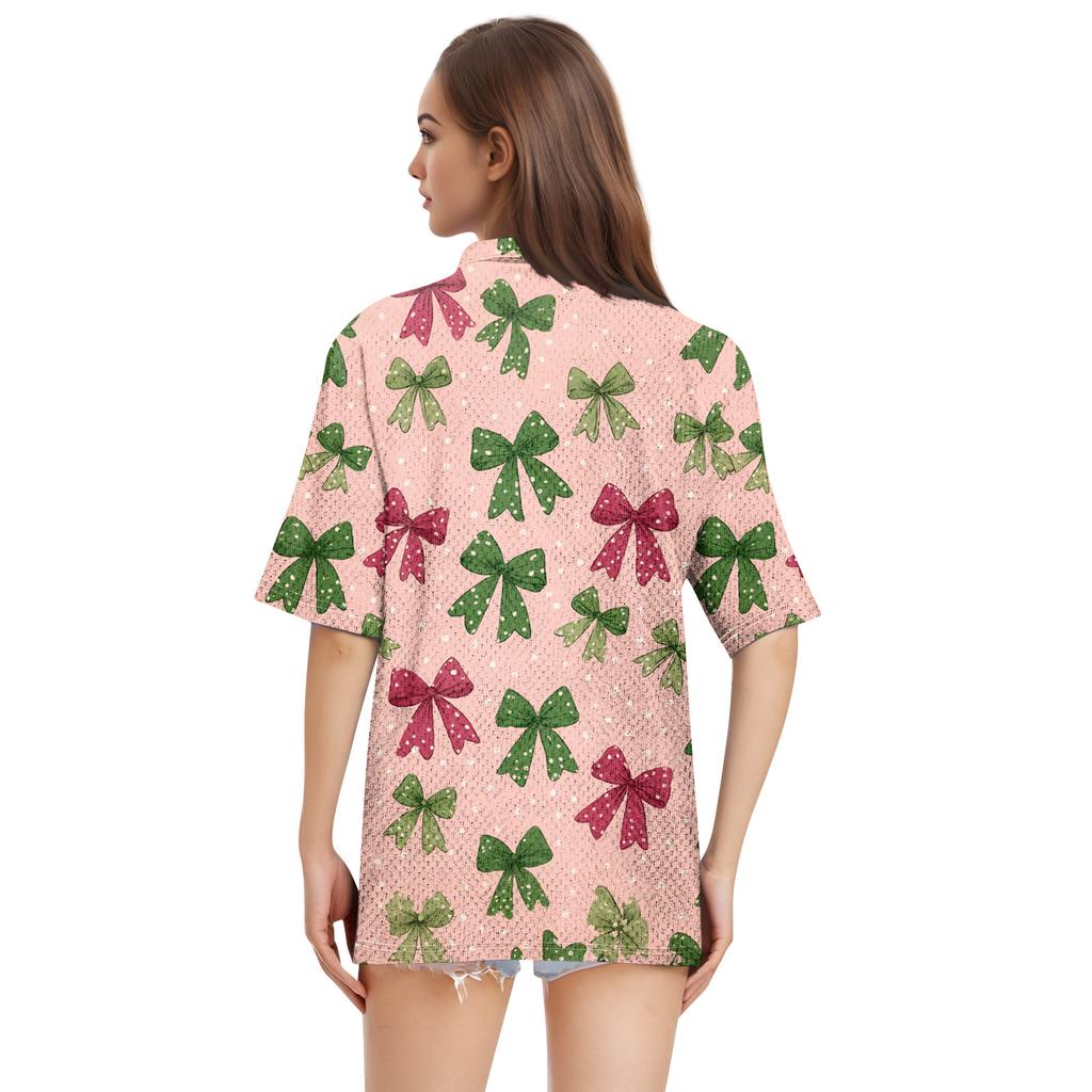 Damemote Uformelt jakkeslag kortermet skjorte med knapper for kvinner