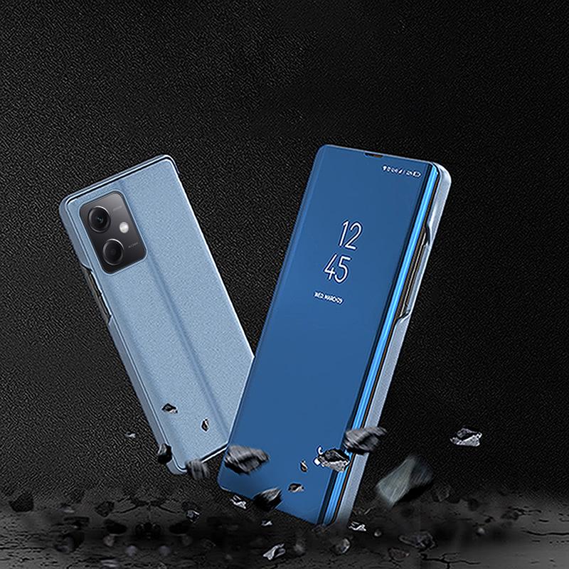 For Xiaomi Poco X5 Pro 5G/Redmi Note 12 Pro Speed 5G/Note 12 Pro 5G View Window PU Leather Phone Case Electroplating Mirror Surface Stand Cover