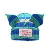 Niche Cute Pig Ears Splicing Knitted Hat Men's and Women's Trend Contrasting Color Sticker Wool Thermal Hat