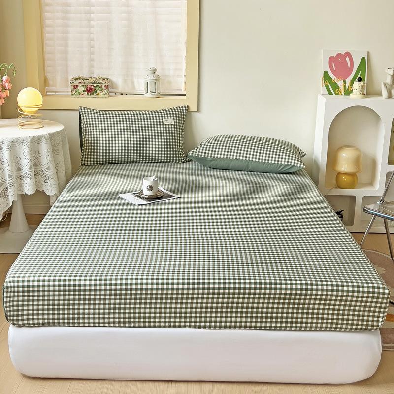 Simple abraded striped mattress single piece washed cotton non-slip fixed mattress cover bed cover Simmons mattress dust protection