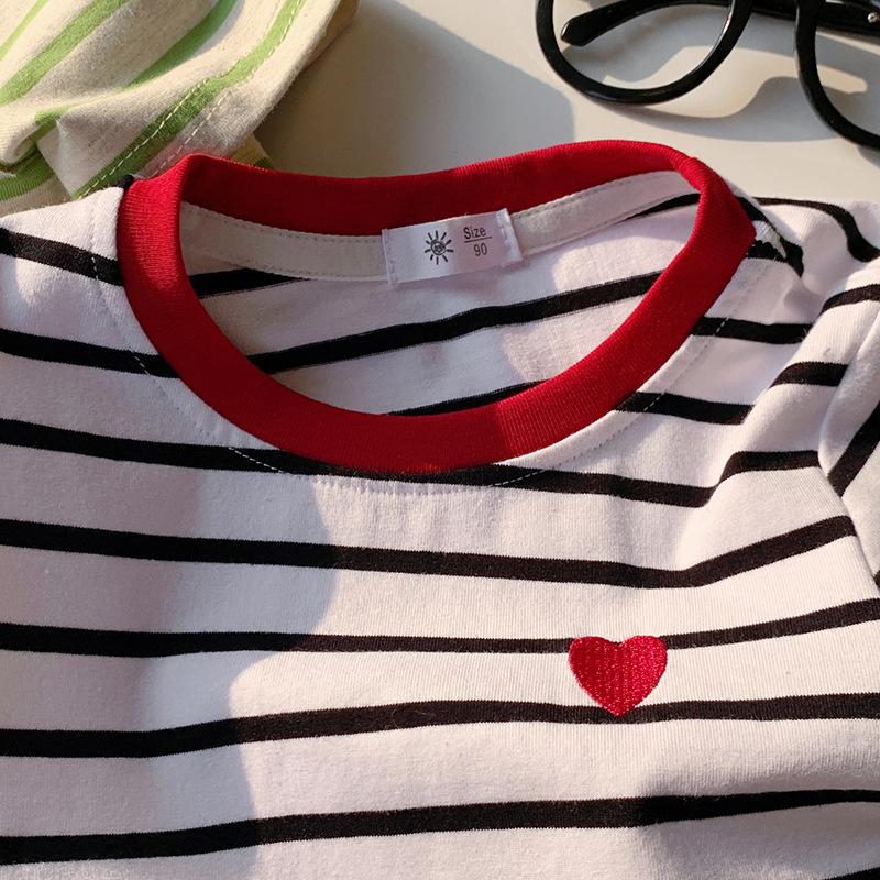 Boys' And Girls' Casual Cotton Short-sleeved T-shirts For Summer, Cute Striped Children's T-shirts
