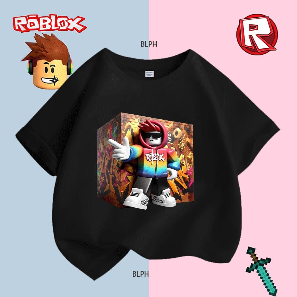 Детская футболка Roblox, яркий дизайн худи, модный повседневный топ для мальчиков и девочек 110