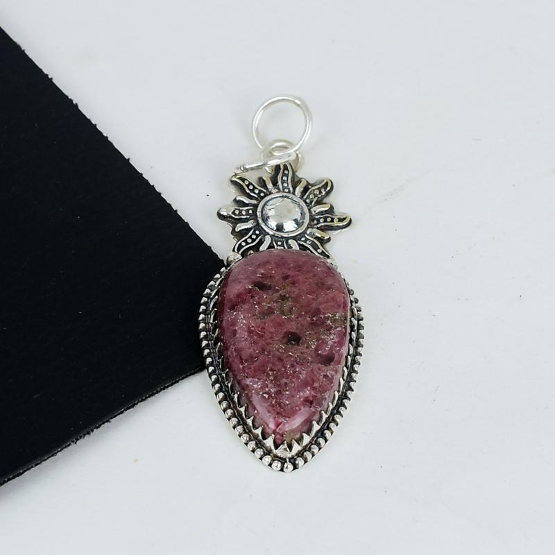 Natural Rhodonite Gemstone Pendant 925 Sterling Silver- Handmade Design, Everyday Wear Jewelry, Unique Rhodonite Pendant Mother's Day Gifts