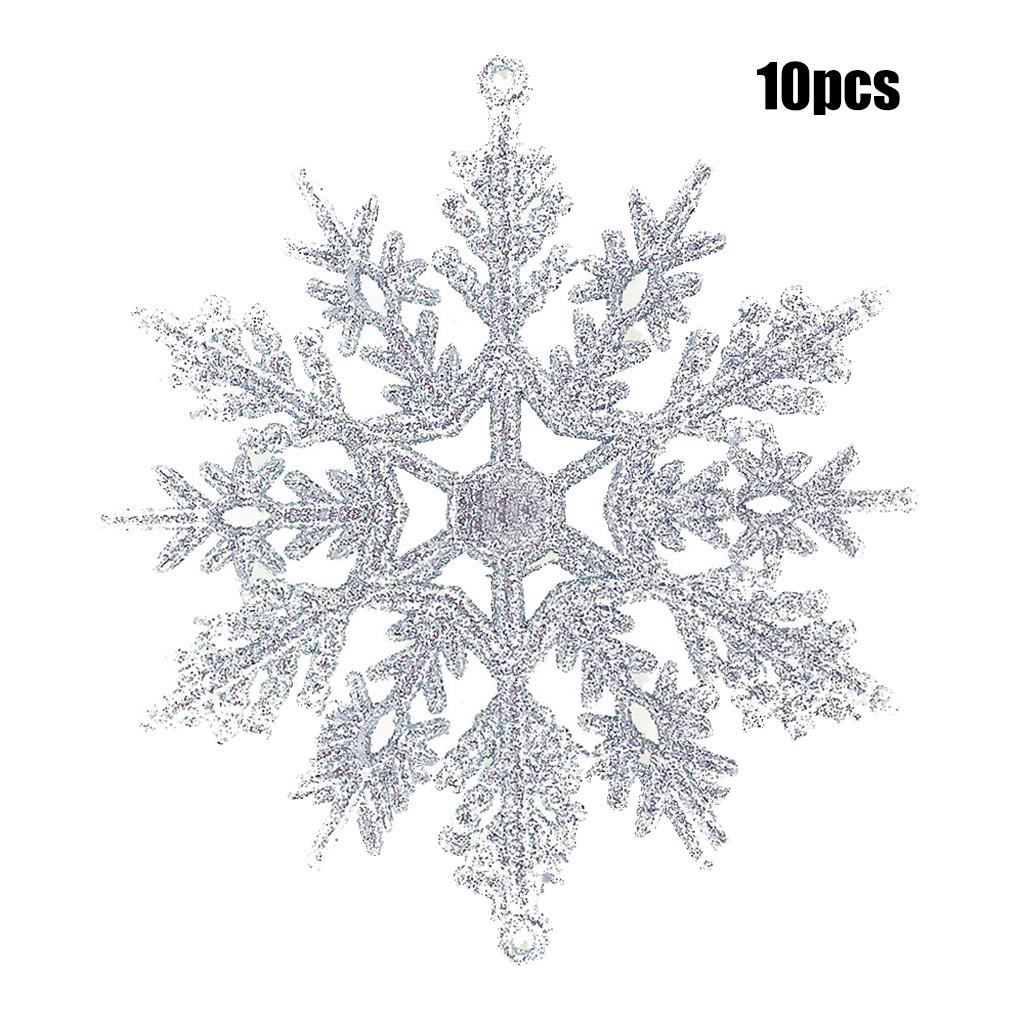 10Pcs Glitter Snowflake Christmas Ornaments  Tree Hanging Decoration 10cm