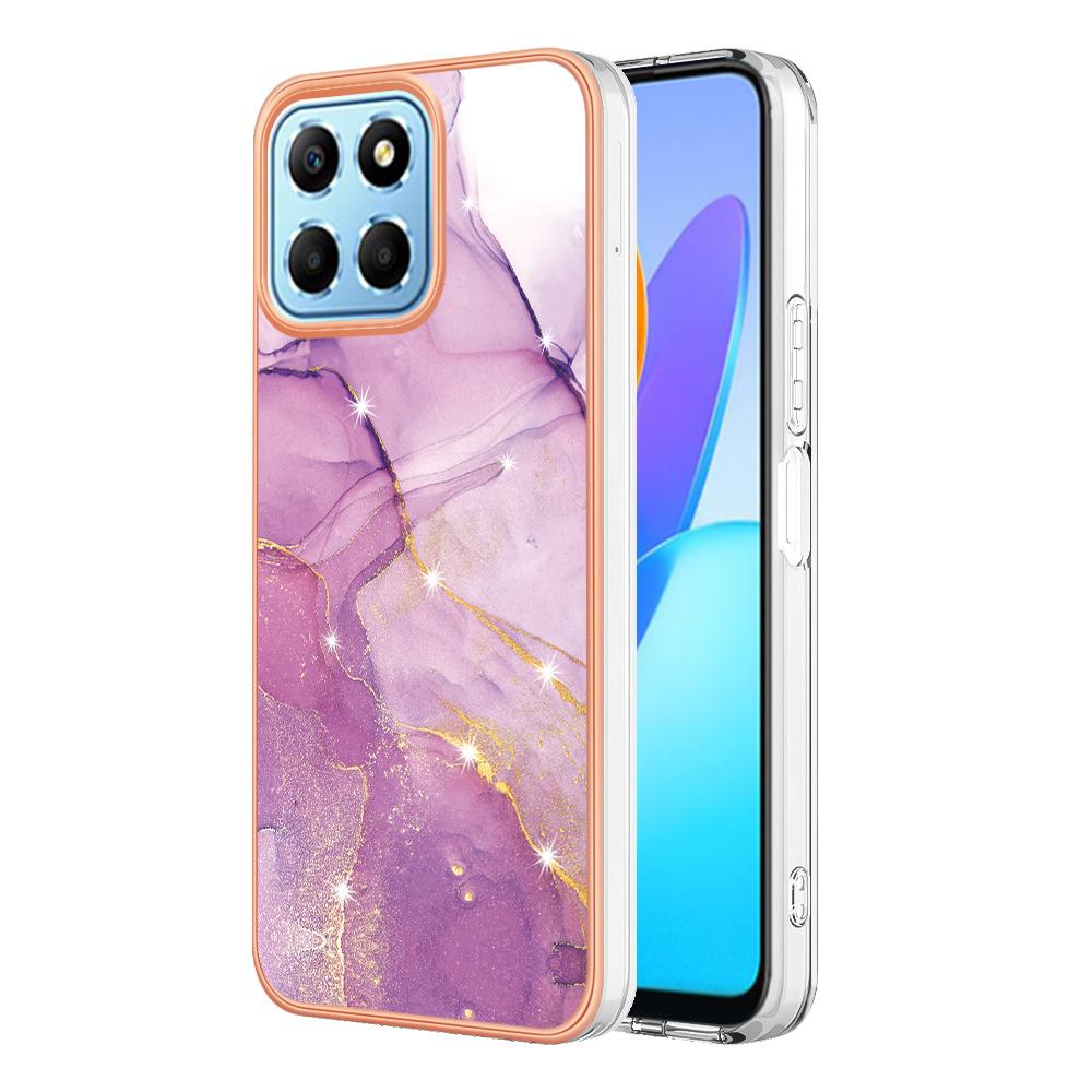 For Honor X8 5G TPU Case with IMD Marble Pattern Electroplated Back Cover