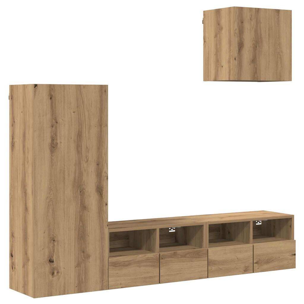 TV Wall Units 4 pcs Artisan Oak Wood Based Material