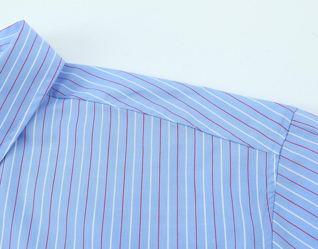 2025 Spring Women's Striped Long-Sleeve Shirt and Pants Set with Lapel Collar