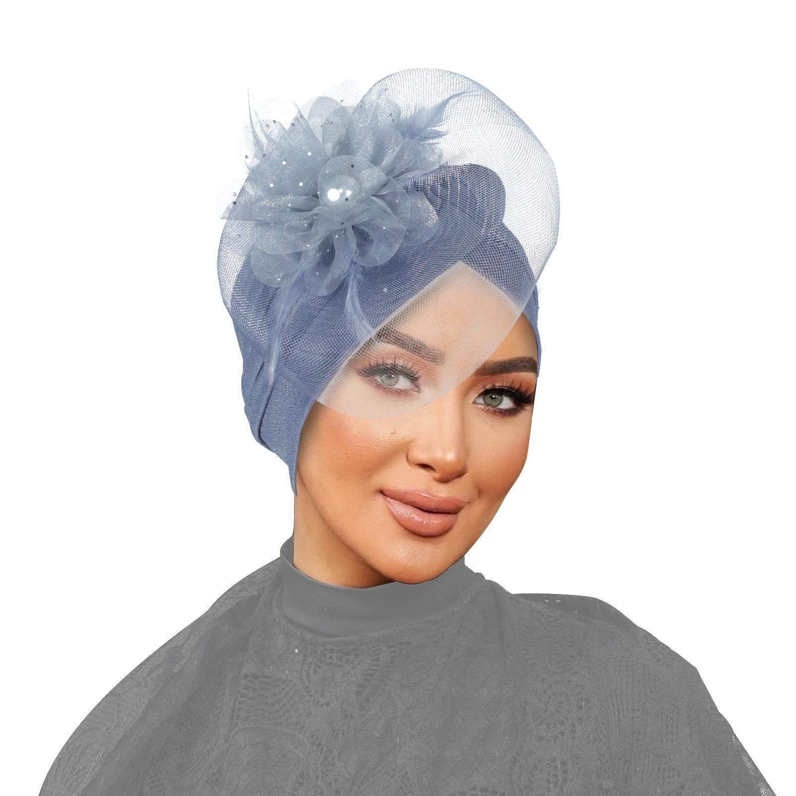 

Женский фасцинатор сетчатая вуаль цветок перо жемчуг бини