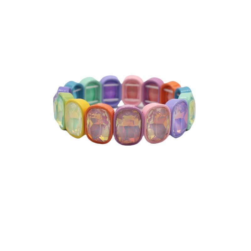 Elegant Geometric Enamel Bracelet With Crystal Accents Women Alloy Fashion Jewelry