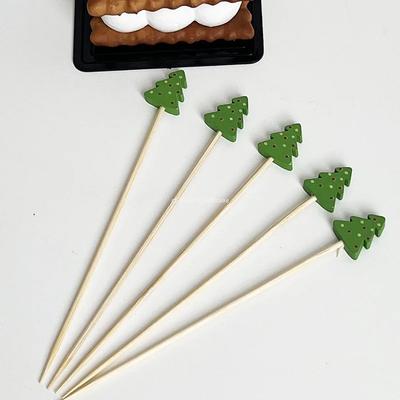 100Pcs/bag 12cm Bamboo Pick Buffet Cupcake Disposable Fruit Fork Party Dessert Salad Stick Cocktail Skewer for Party Decor