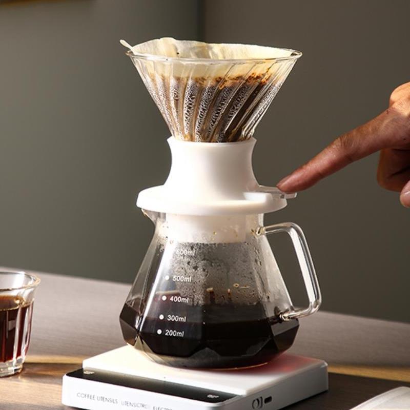 Hand Brewed Coffee Set Coffee Server with Filter Switch Dripper Handmade Borosilicate Glass Maker for Over Coffee Dripper Sets