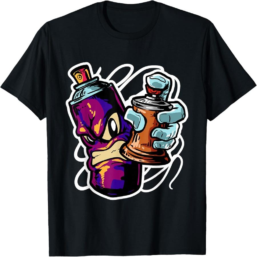 Graffiti Sprayer Straßenkünstler Fat Cap Sprühdose T-Shirt