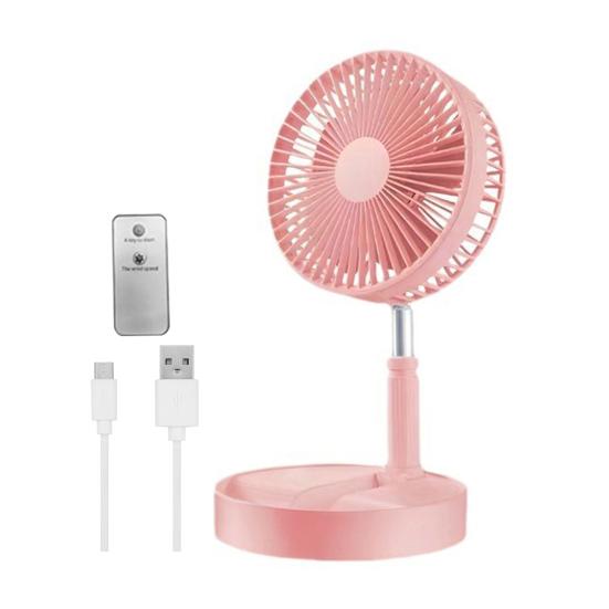 

Беспроводной складной вентилятор с дистанционным управлением, мощный воздушный поток, низкий уровень шума, энергосберегающий, перезаряжаемый, регулируемая высота вентилятора охлаждения 3600mAh розовый
