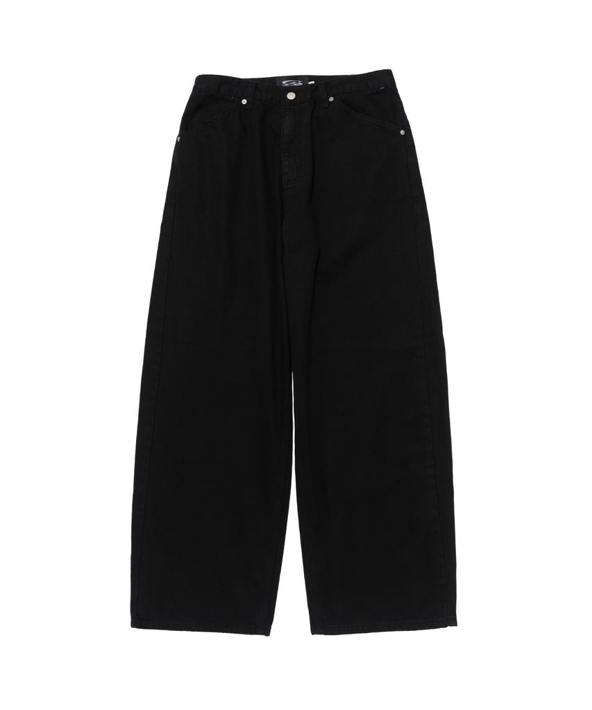 CARGOBROS Vintage Cotton Wide Curved Denim Pants (Black)