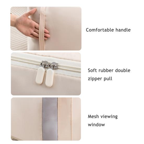 Self Compression Comforter Bag Large Capacity Quilt Storage Bag Washable Wardrobe Organizer with Mesh Viewing Window for Clothes Blankets Sweaters