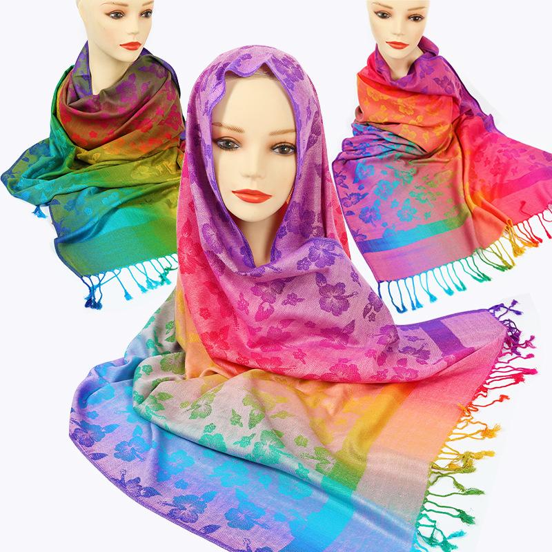 New Products Are On the Shelves In Spring and Autumn, Shawls, Colorful Jacquard Cashew Nut Long Scarves, Travel Photos, Scarves, Women's Bags.