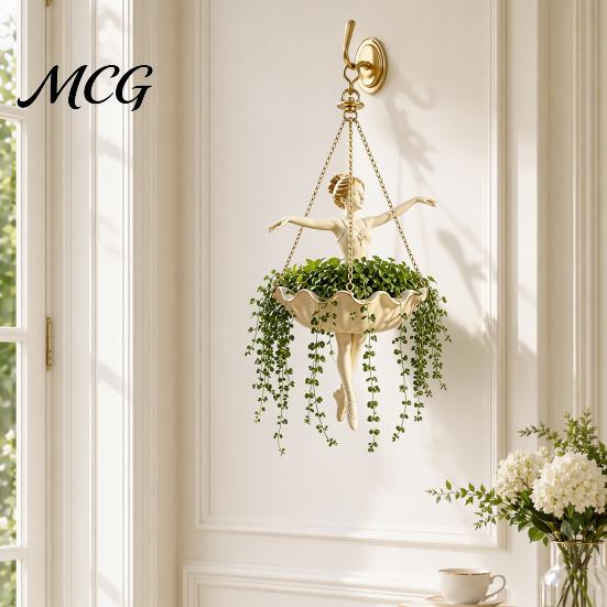 Ballet Dancer Hanging Planter Planter, Cute Resin Ballerina Plant Pot, Elegant Holder for Succulents Artistic Trailing Vines Spider Plants Hanger