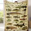 Flannel Sport Fish Print Throw Blanket Super Soft Cozy Nap Blanket for Bed sofa Office Travel Machine Washable Perfect Home Gift