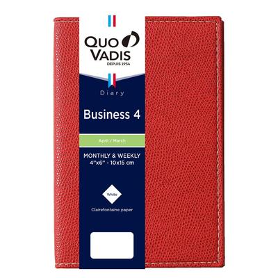 Quo Vadis Business 4/Club Diary (Starting April 2025) (Weekly Vertical, A6 Variant Size, 10x15cm), Red, QUOVADIS Qv66302rd