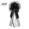 Cosplay Party Headwear Rose Bow Hair Clip, Lace Pearl Hairpin, Lolita Gothic Bowknot Romantic Bridal Accessories Hairpin for Women Bride Wedding