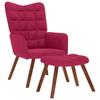 Armchair with Footrest, Wine Red, Upholstered In Velvet