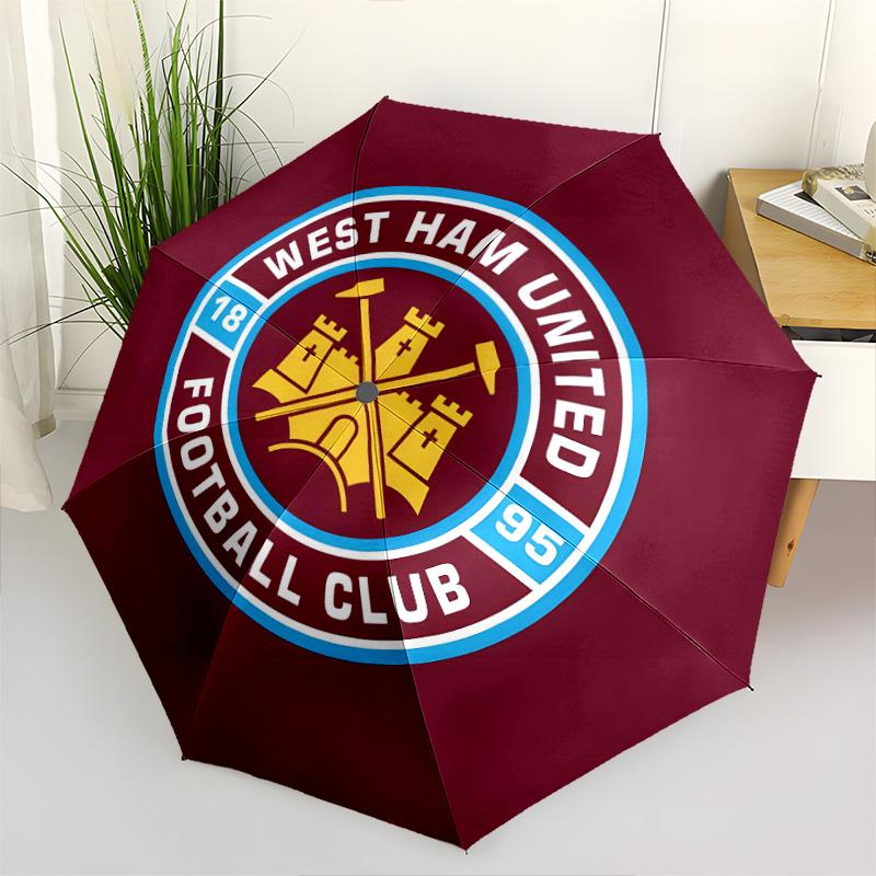 1 PC Automatic Folding Umbrella - West Ham Pattern Portable Foldable Design With 8 Ribs Christmas Birthday Gifts