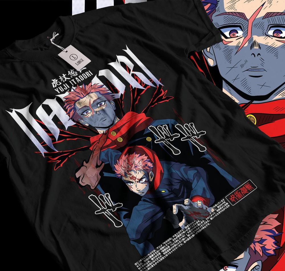 

Ryomen Sukuna T-shirt Jujutsu Kaisen Anime Itadori black t-shirt strong 026 4XL