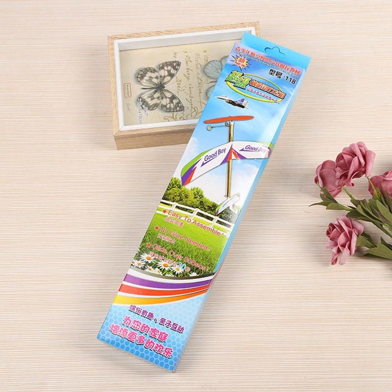 Wood Airplane Gliders Propeller Plane Toys Set Wooden Airplane Kits Rubberband Powered Propellor Planes Children's Day