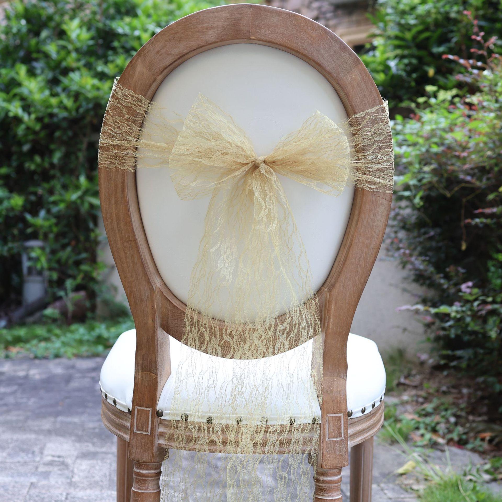 

10Pcs 18x275cm White Lace Chair Sashes Boho Bows Rustic Chair Ties Slipcovers for Wedding Baby Shower Birthday Party Table Decor 10 pcs золотистый