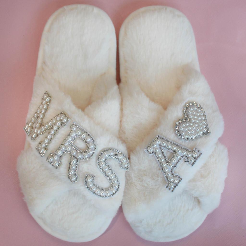 Women's Plush Velvet Furry Wedding Indoor Slippers
