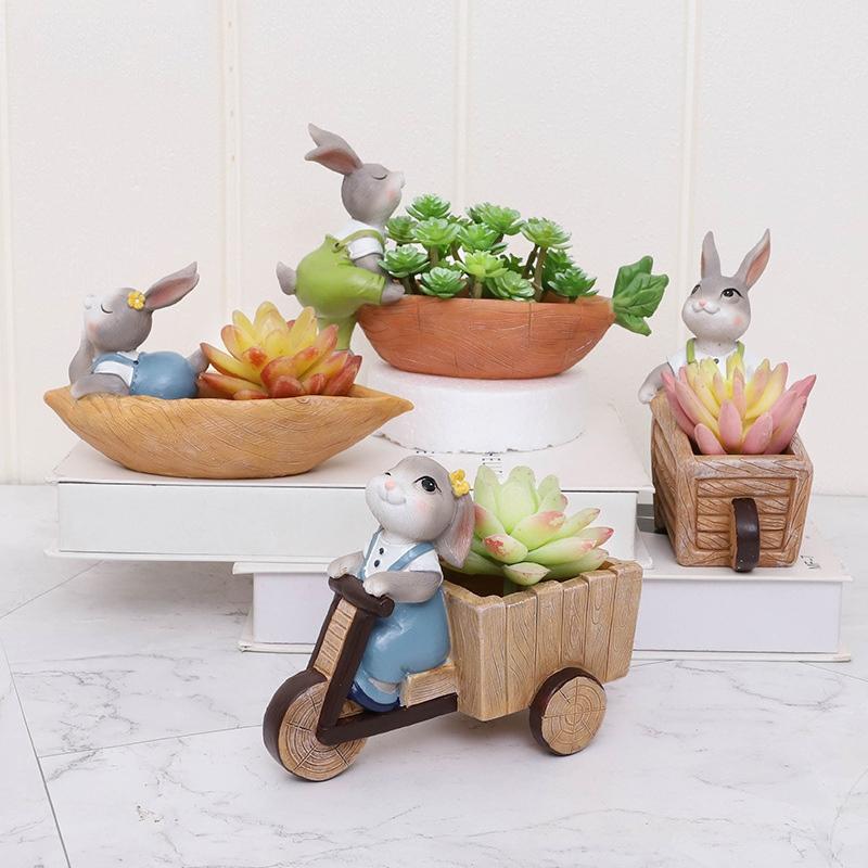 Kaninform blomsterpotte med avløp Blomsterpottebeholder Sukkulent blomsterplantekar Hage Bonsai potte dekorasjon bordplate ornament