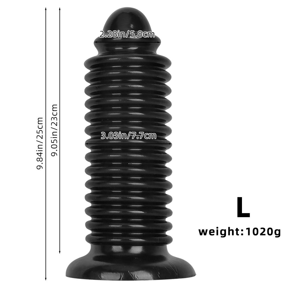 Black PVC Threaded Large Dildo Butt Plug Fisting Sex Toy Strap on Penis Big Dick Realistic Penis BDSM