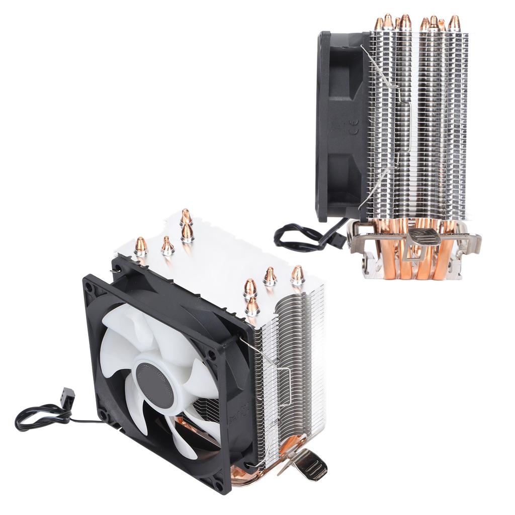 CPU-Lüfter 4 Heatpipes 90mm 3-Pin Computer CPU-Kühler mit buntem RGB-Licht für Intel LGA775 1155 1156 für AMD AM2 AM3