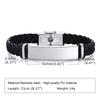 Vnox Custom Leather Bracelets for Men, Engraved Stainless Steel Bar with Braided Leather Bangle, Black Simple Name Husband Gift