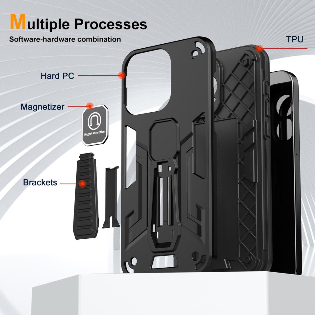 For iPhone 12 Phone Case Kickstand Cover Support Magnetic Car Mount