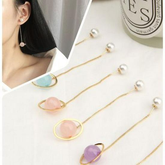 Korean Butterfly & Bowknot Cat's Eye Earrings with Pearl Studs