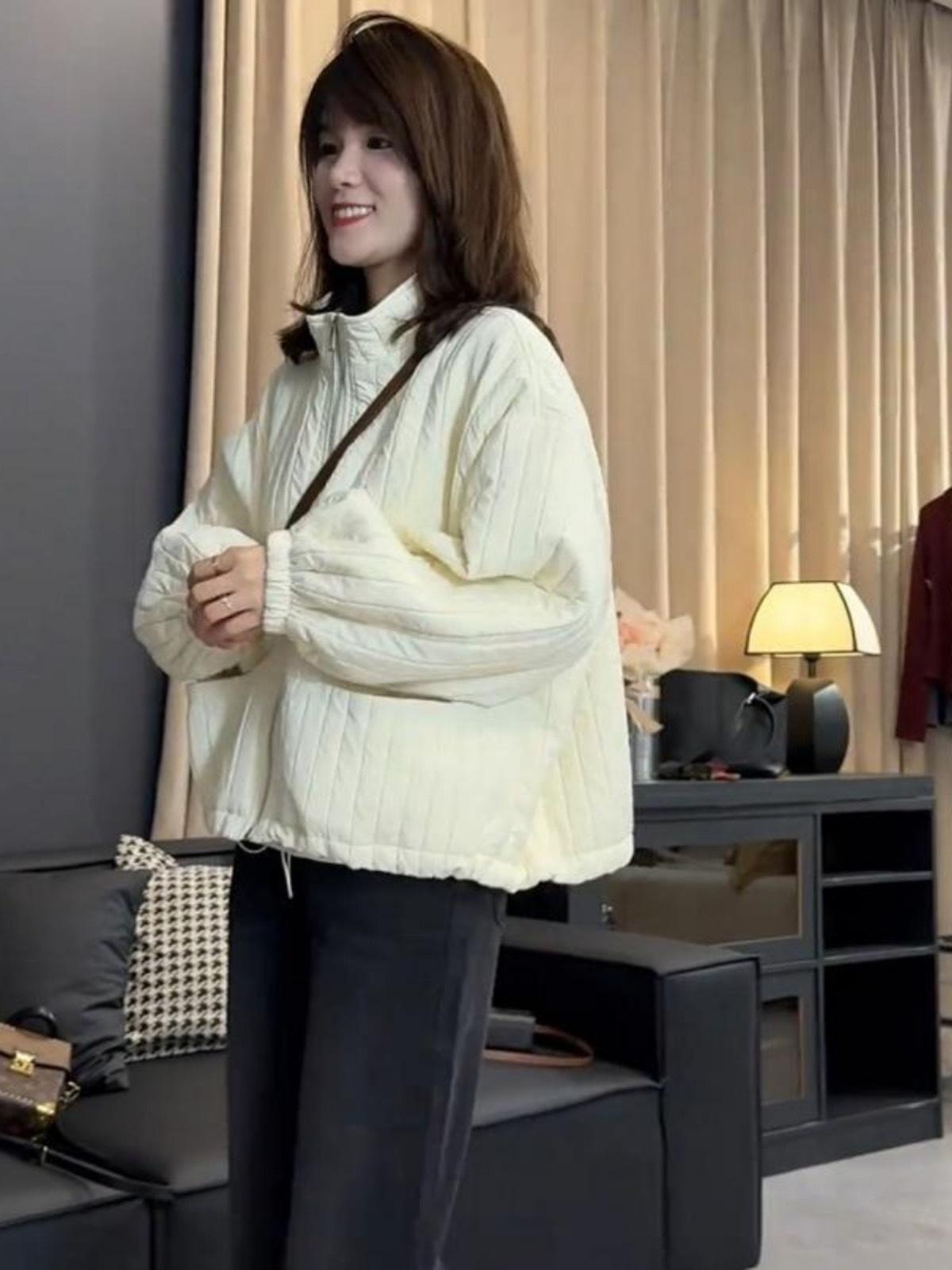 

Short rhombus small cotton-padded jacket women s 2025 autumn new casual loose high-end padded top women XL
