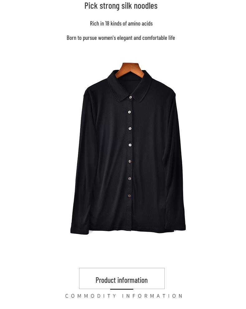 Yu Yue 2025 Versatile Mulberry Silk Long Sleeve Lapel Cardigan Shirt