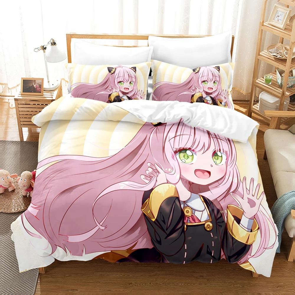 SPY×FAMILY Anime Bedding Set Anya Forger Quilt Cover Single Double Size With Pillowcase Boys Girls Bedspread