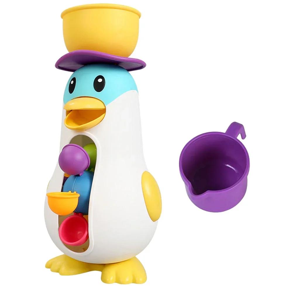 Penguin Windmill Toy Fun Baby Bath Tub Bathtub Toys Adorable Water Sprinkling Kids Shower BathToys Sprinkle Infant Play белый