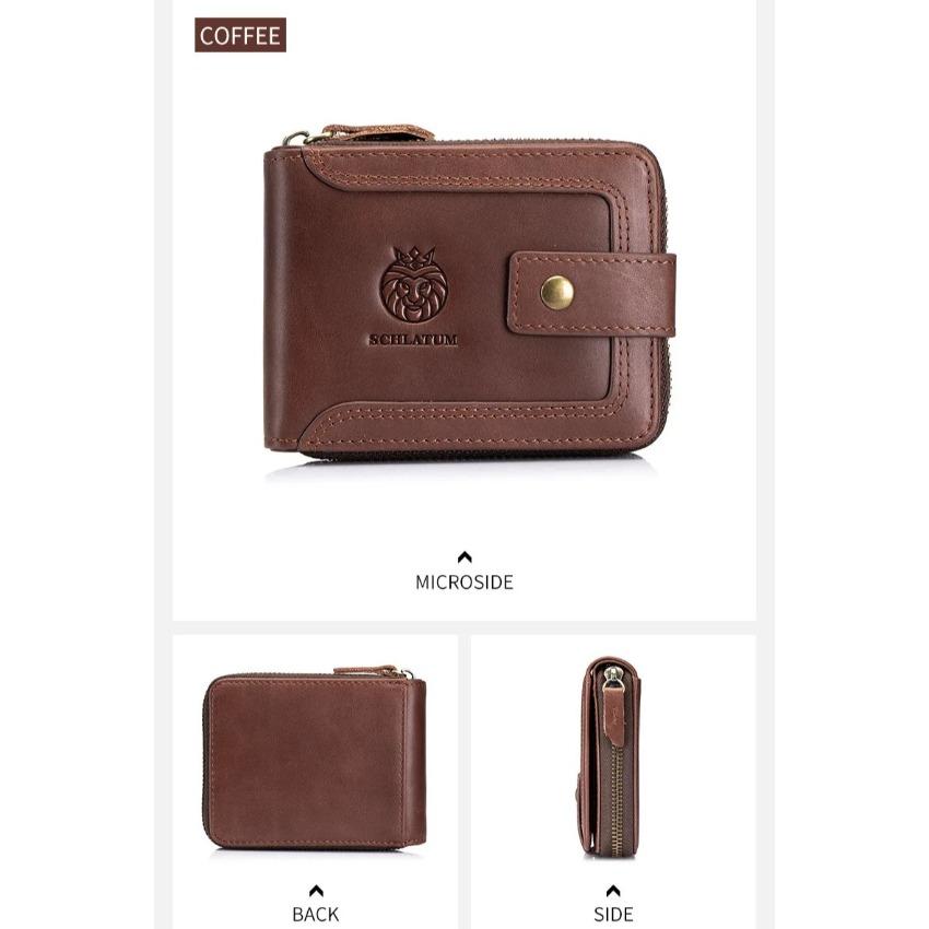 Brand 100% Cowhide RFID Anti-theft Brush Horizontal Wallet Retro Luxury Men's Short Wallets Multi-card Slot Coin Purse