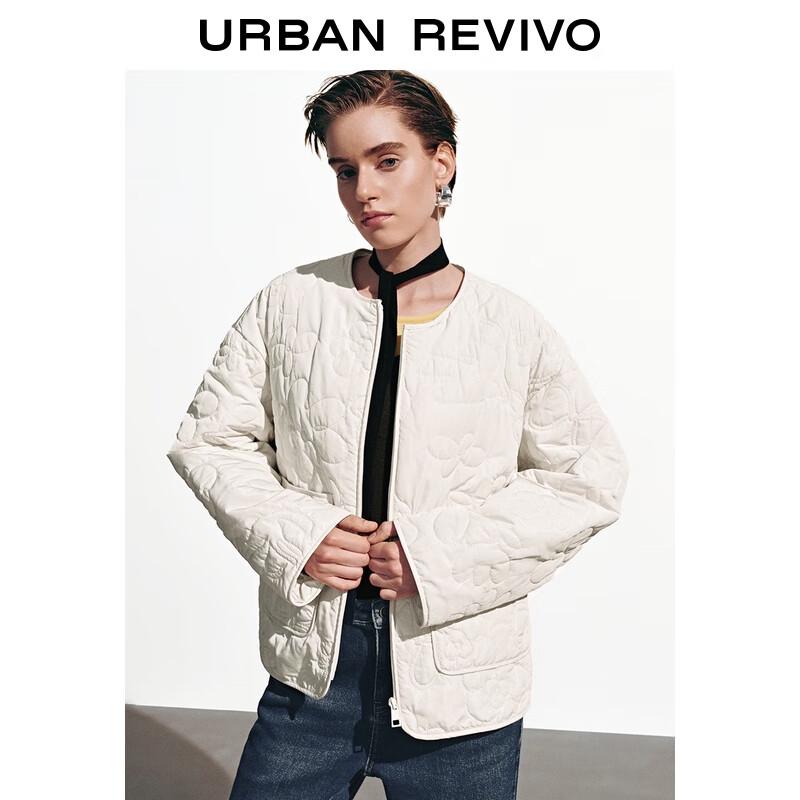 UR 2025 Autumn Women's Quilted Floral Zipper Cotton Jacket