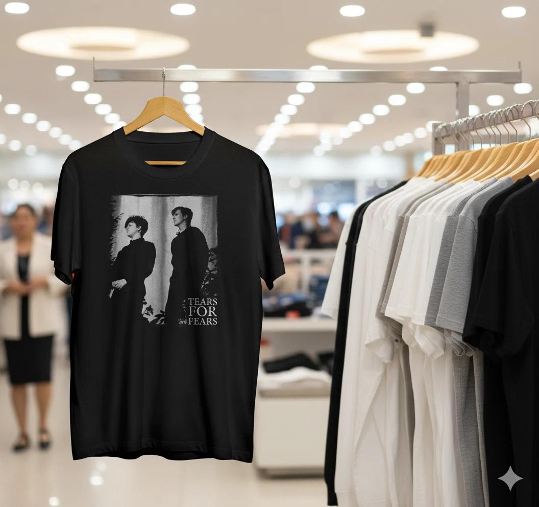 Unisex Adult Vintage Music Tears For Fears Band Photo Graphic T-Shi... S
