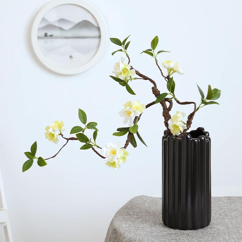 Artificial Plum Blossom Branch Decor: Wax Plum, Peach Bloom for Living Room - Chinese Flower Ornament