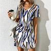 Mode d'été pour femmes Robe à col en V à manches courtes avec imprimé géométrique rétro Jupe courte sexy Robes