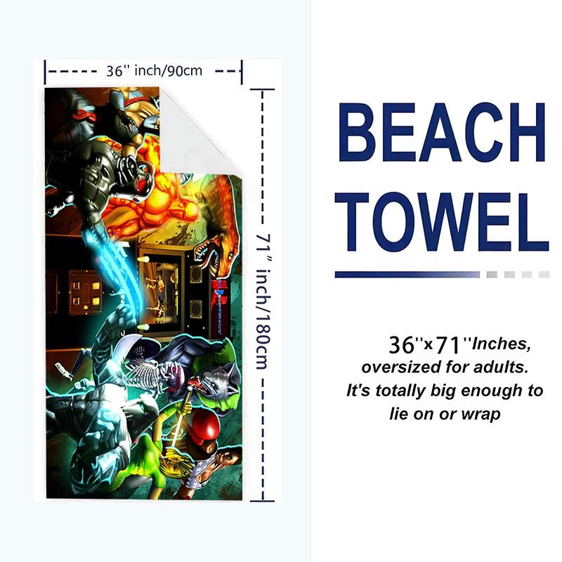 KILLER INSTINCT Print Beach Towel, Large Soft Quick Dry Towel for Beach Camping Swimming