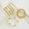 6Pcs/Set Fashion Gold Color CCB Bead Bracelets Vintage Imitate Geometric Bracelet For Women Daily Wear Jewelry
